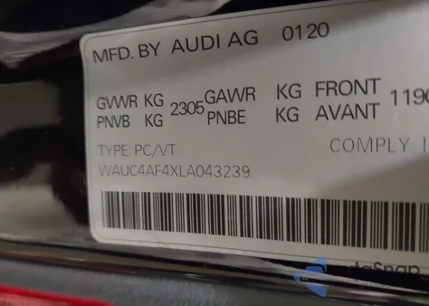 2020 Audi S4 Prestige Tfsi Quattro Tiptronic из США, поврежденный, VIN WAUC4AF4XLA043239